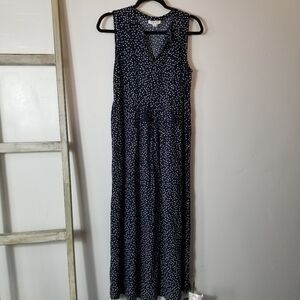 BEACHLUNCHLOUNGE WOMEN'S NAVY AND WHITE POLKA DOT MAXI DRESS SIZE SMALL